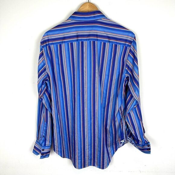 Robert Graham Blue Stripes Button Up‎ Shirt Men’s M Read - Picture 9 of 12